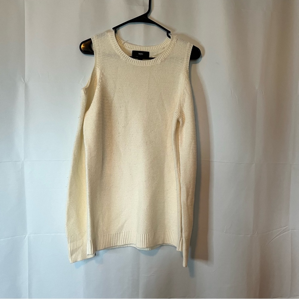 Mossimo Supply Co. Cream Cold Shoulder Knit  Sweater